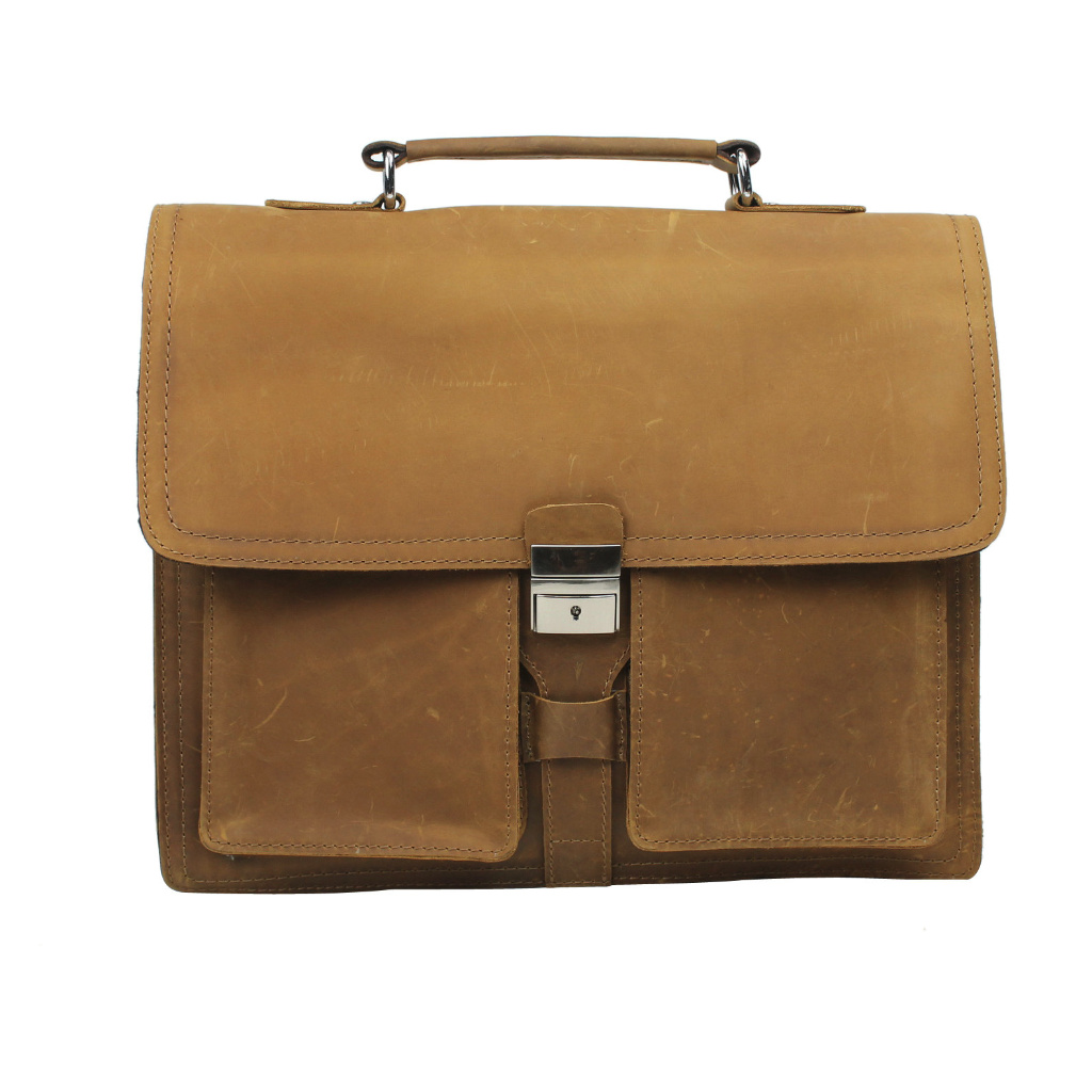 Pro Cowhide Leather Portfolio Briefcase L46brn
